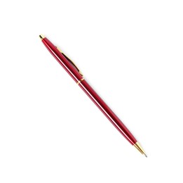 Photo of One stylish pen isolated on white, top view
