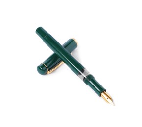 Photo of One fountain pen and lid isolated on white
