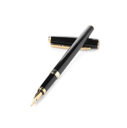 Photo of One fountain pen and lid isolated on white