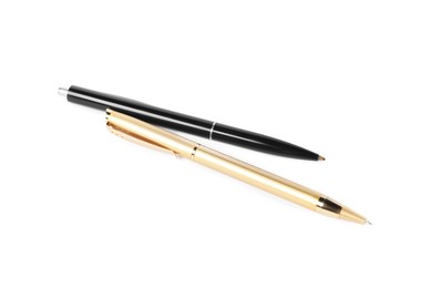 Photo of Stylish pens isolated on white. Office supply
