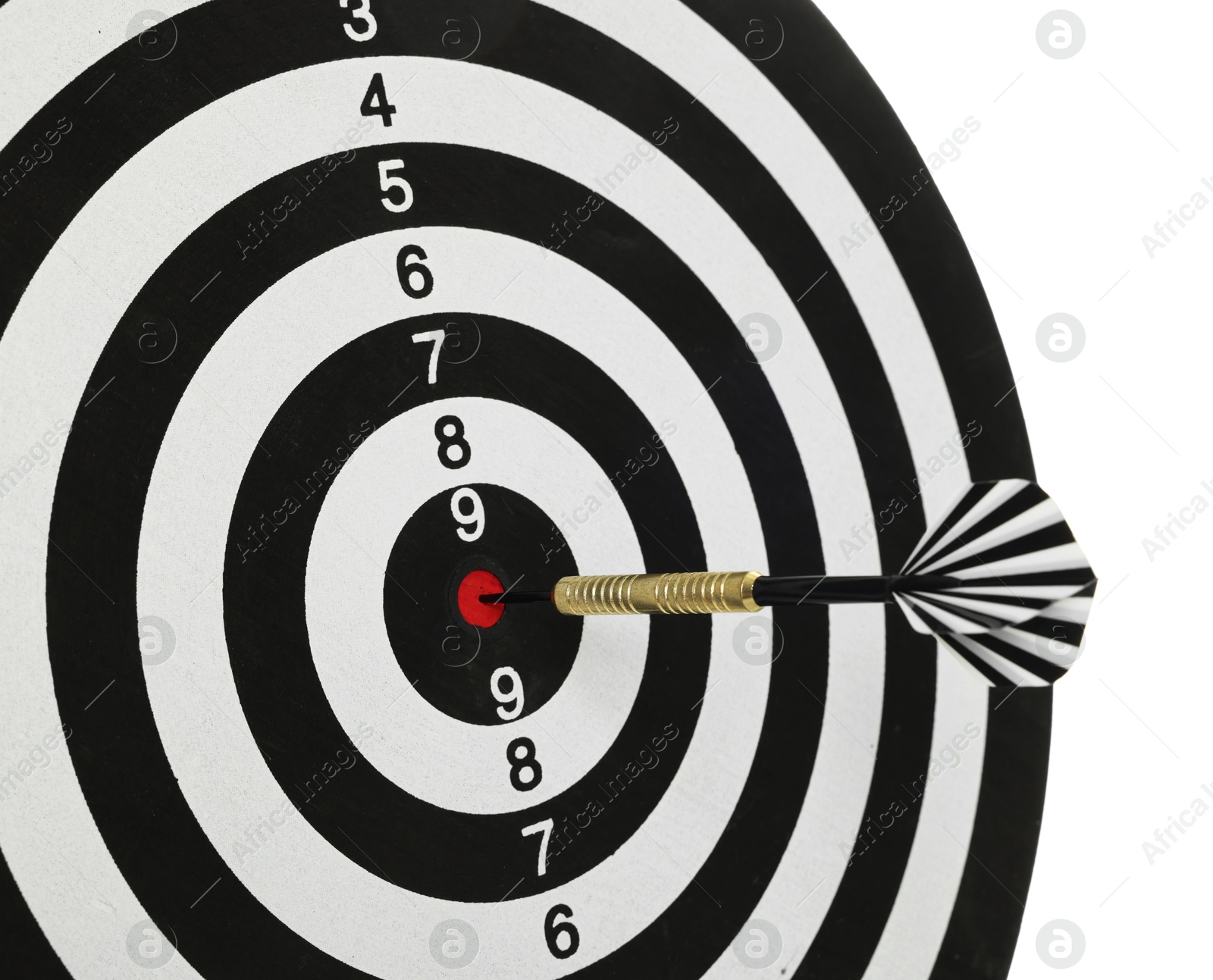 Targeting. Dart board with arrow isolated on white Photo of Targeting. Dart board with arrow isolated on white