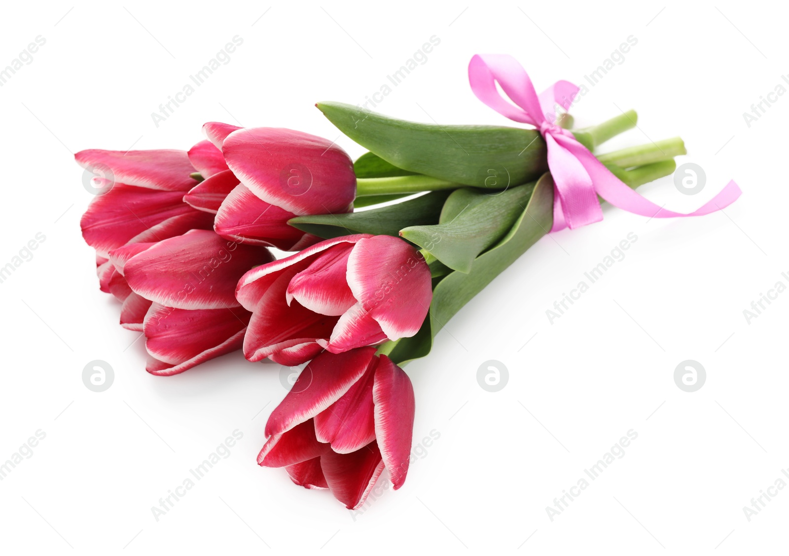Photo of Bouquet of beautiful tulips isolated on white