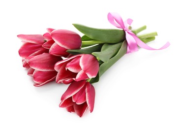Photo of Bouquet of beautiful tulips isolated on white