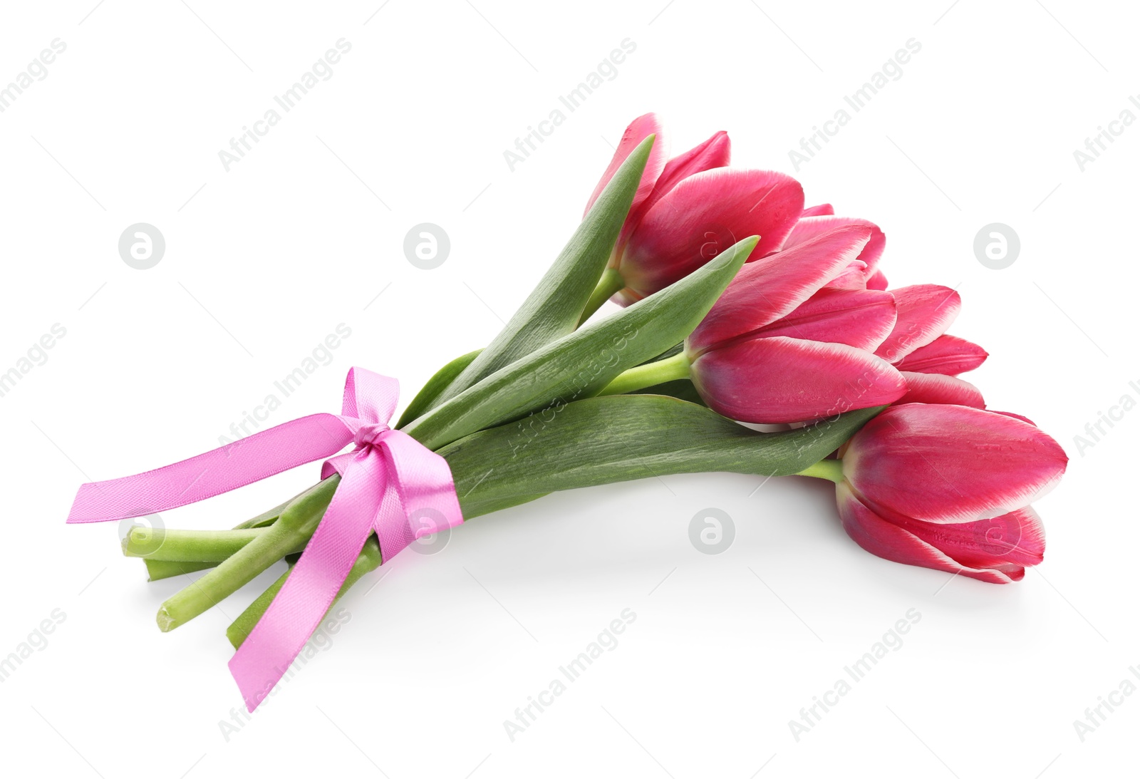 Photo of Bouquet of beautiful tulips isolated on white