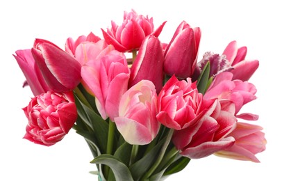 Photo of Bouquet of beautiful tulips isolated on white
