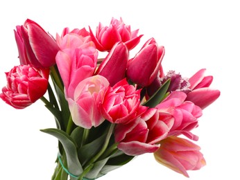 Photo of Bouquet of beautiful tulips isolated on white