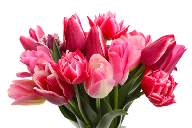 Photo of Bouquet of beautiful tulips isolated on white