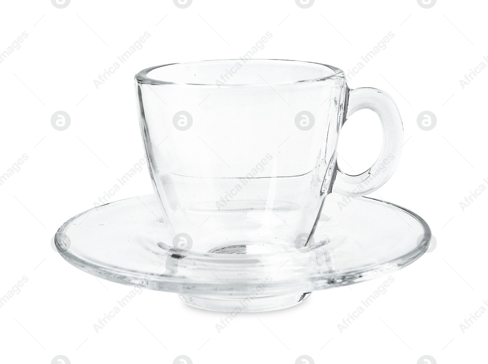 One empty glass cup isolated on white Photo of One empty glass cup isolated on white