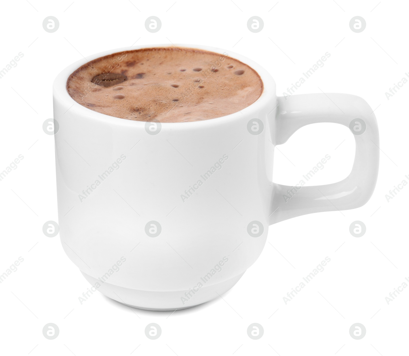 Aromatic coffee in cup isolated on white Photo of Aromatic coffee in cup isolated on white