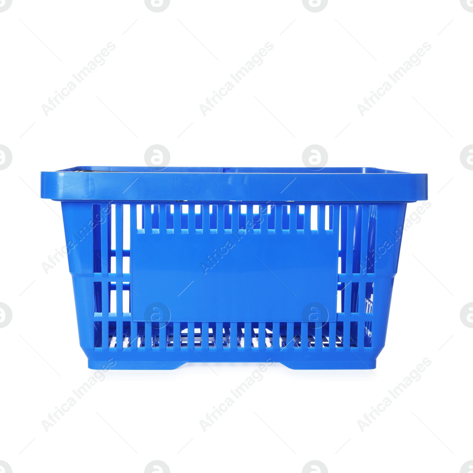 One blue shopping basket isolated on white Photo of One blue shopping basket isolated on white