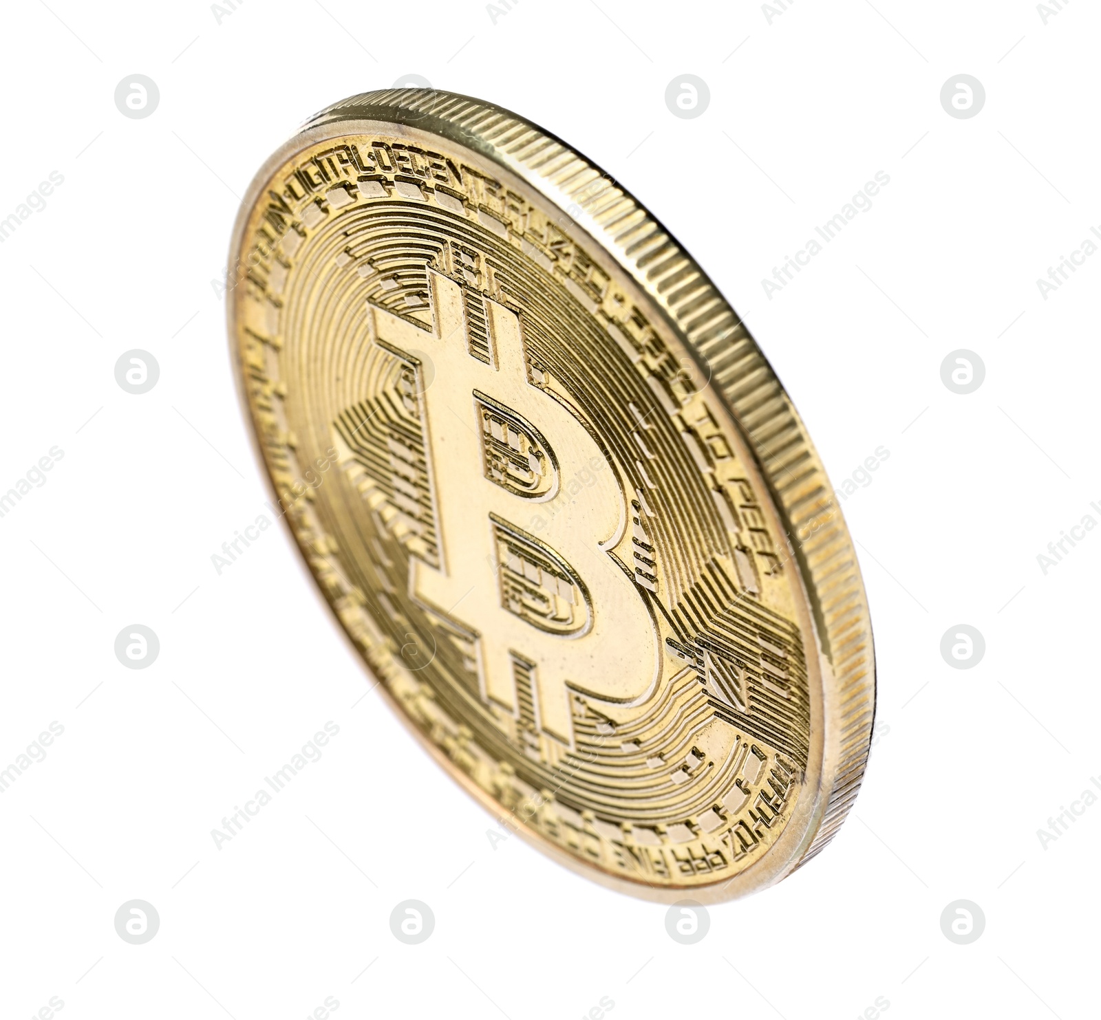 Cryptocurrency. One golden bitcoin isolated on white Photo of Cryptocurrency. One golden bitcoin isolated on white