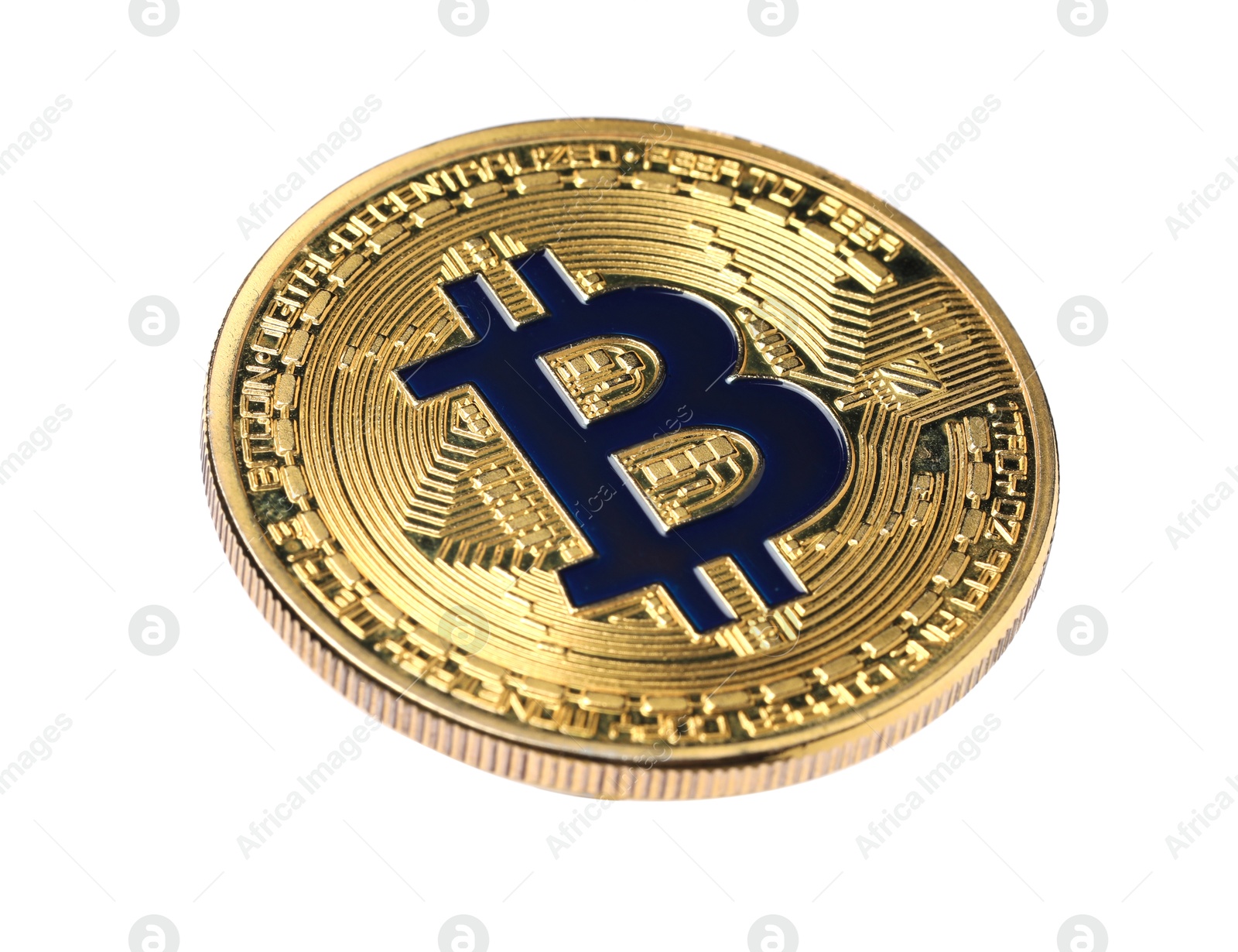 Cryptocurrency. One golden bitcoin isolated on white Photo of Cryptocurrency. One golden bitcoin isolated on white