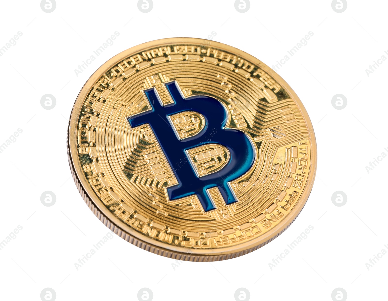 Cryptocurrency. One golden bitcoin isolated on white Photo of Cryptocurrency. One golden bitcoin isolated on white