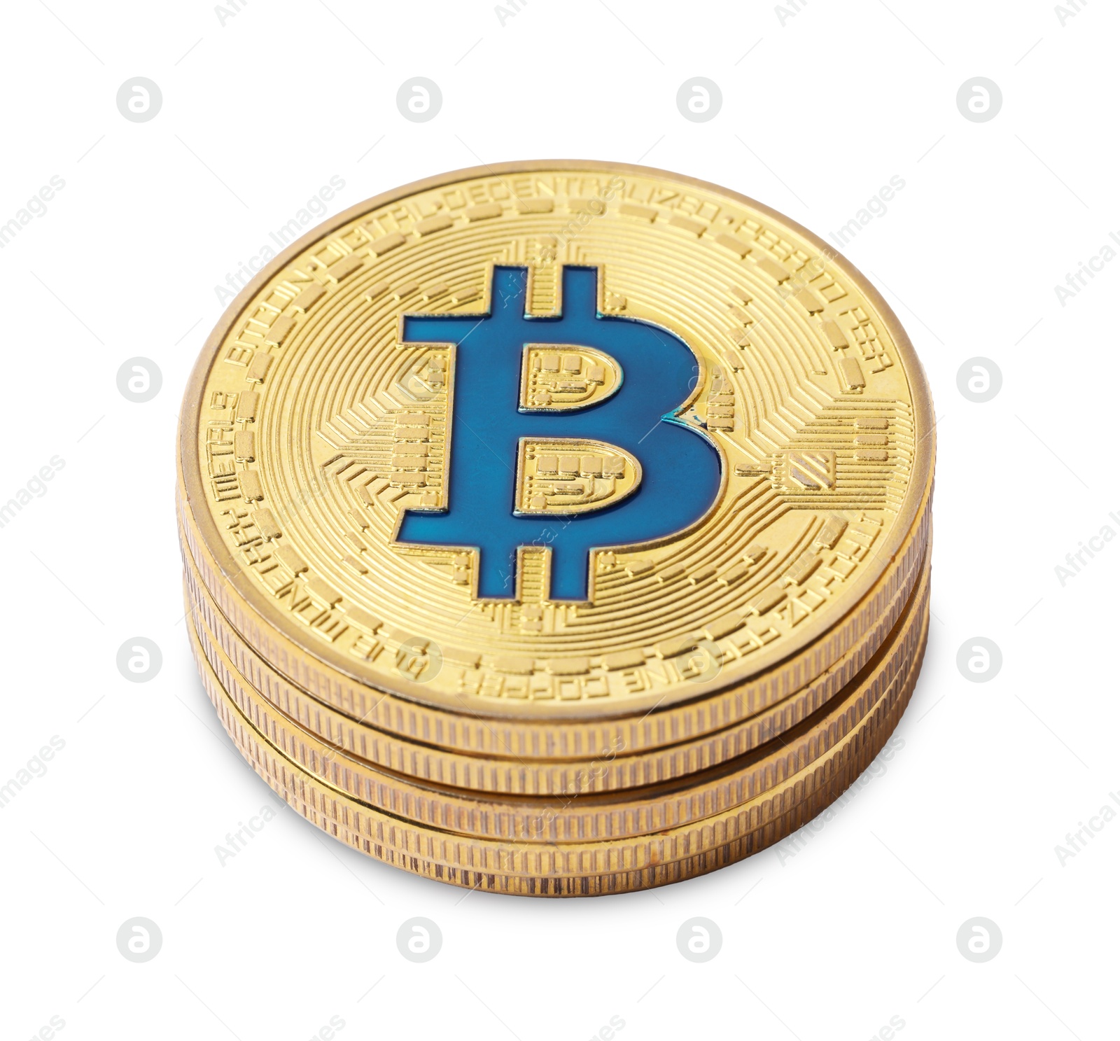 Cryptocurrency. Many golden bitcoins isolated on white Photo of Cryptocurrency. Many golden bitcoins isolated on white