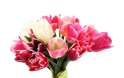 Photo of Bouquet of beautiful tulips isolated on white