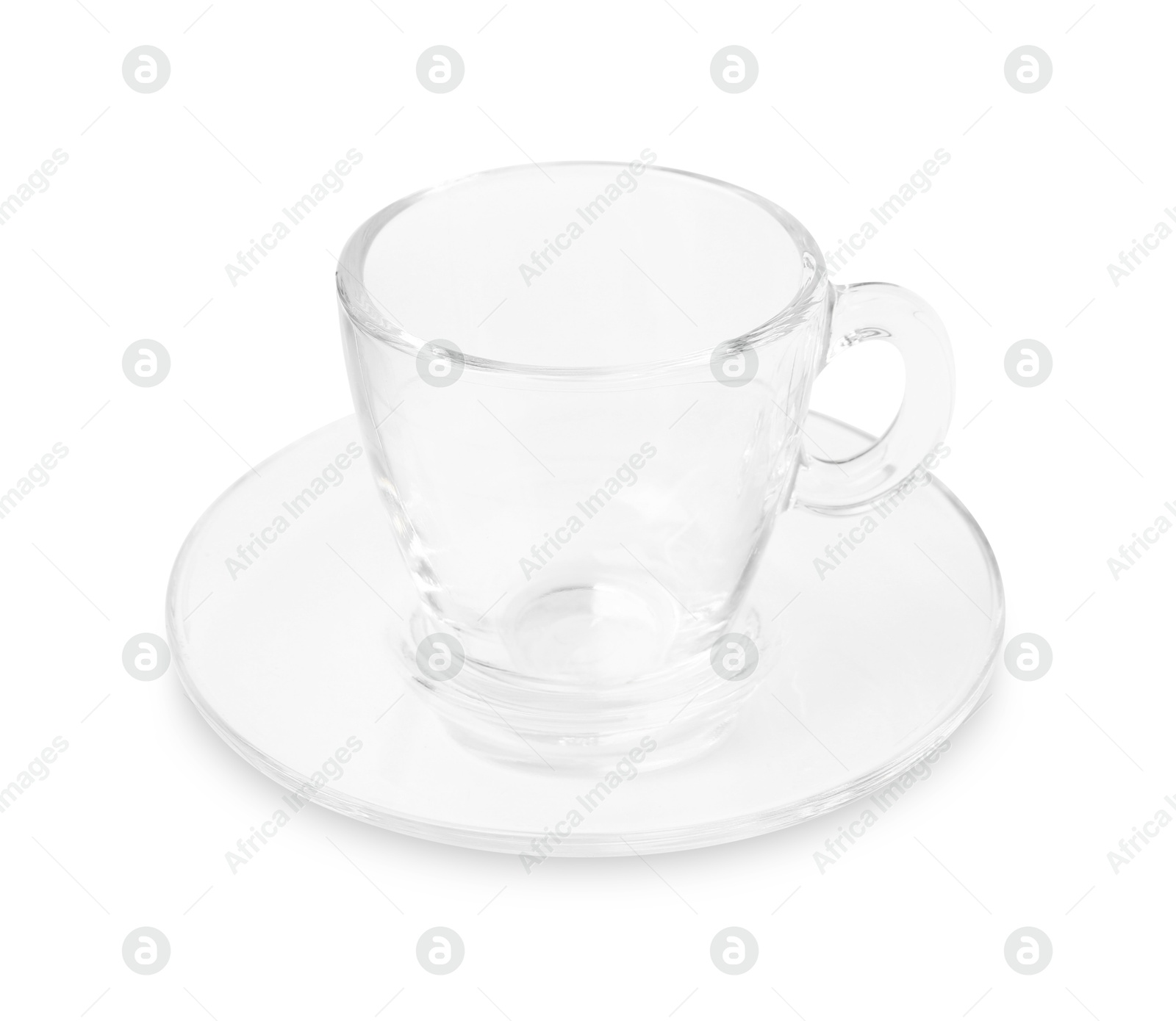 One empty glass cup isolated on white Photo of One empty glass cup isolated on white