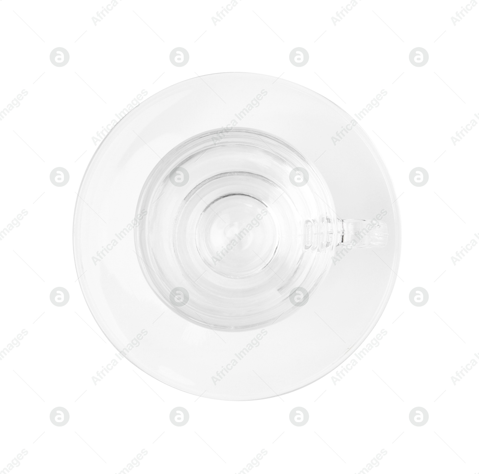 One empty glass cup isolated on white, top view Photo of One empty glass cup isolated on white, top view