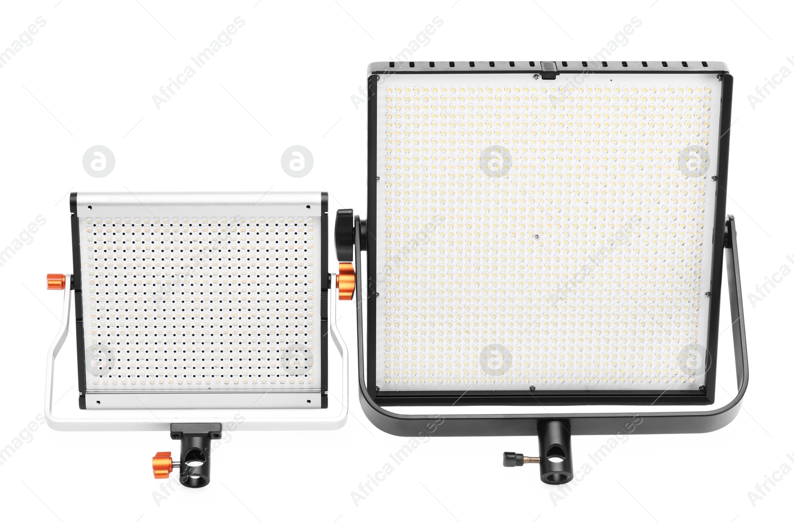 Professional lighting equipment. LED lamps isolated on white Photo of Professional lighting equipment. LED lamps isolated on white