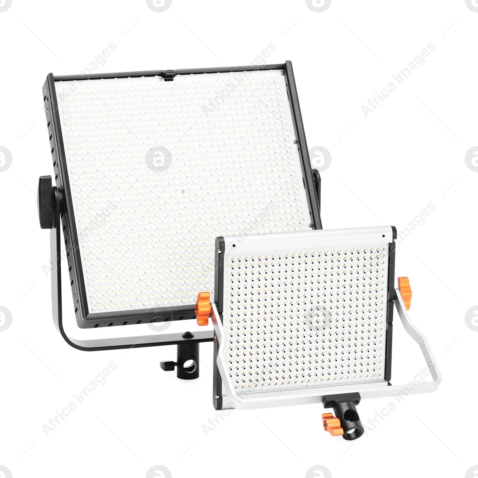 Professional lighting equipment. LED lamps isolated on white Photo of Professional lighting equipment. LED lamps isolated on white
