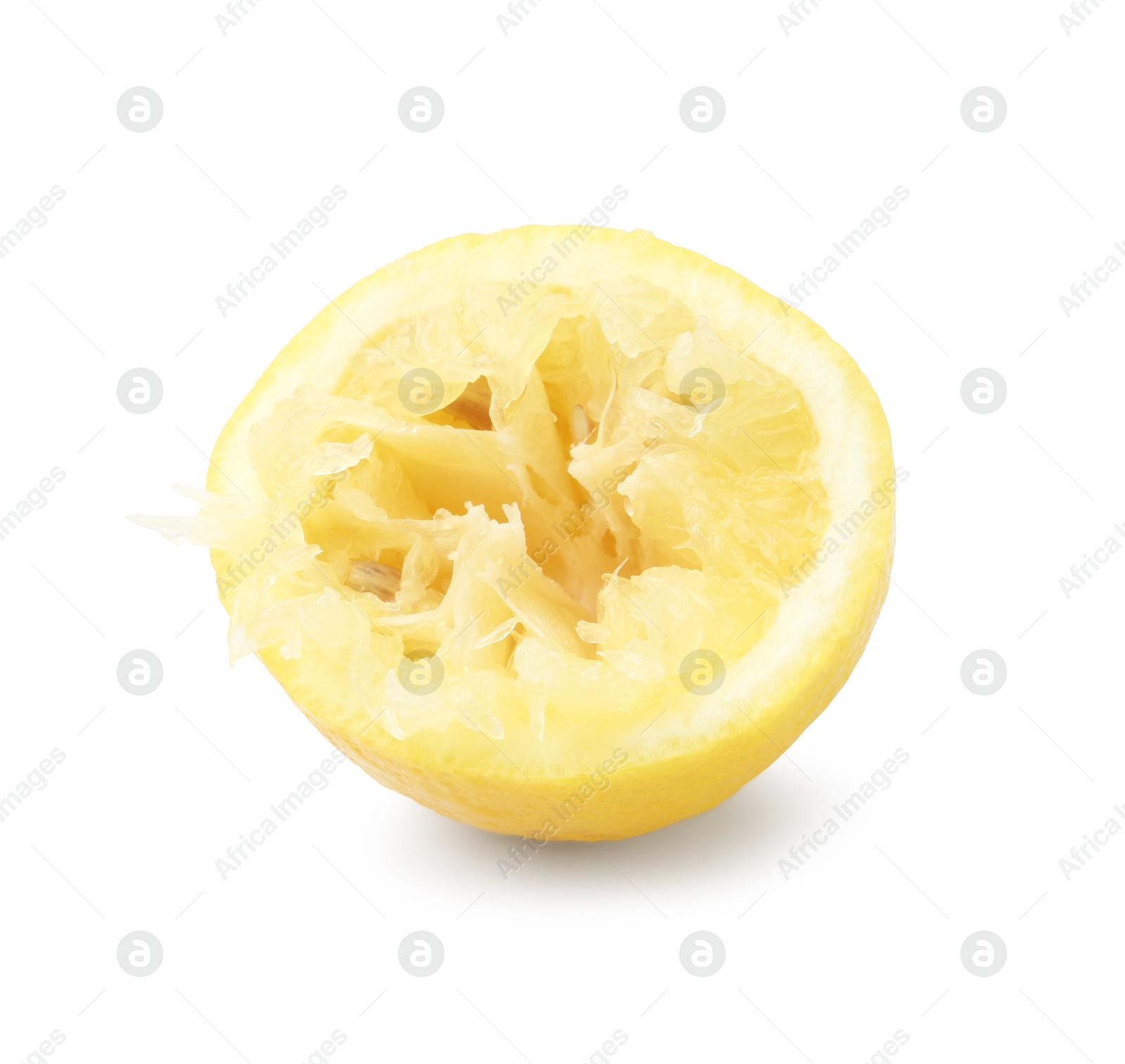 Half of squeezed lemon isolated on white Photo of Half of squeezed lemon isolated on white