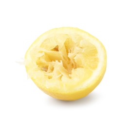 Photo of Half of squeezed lemon isolated on white