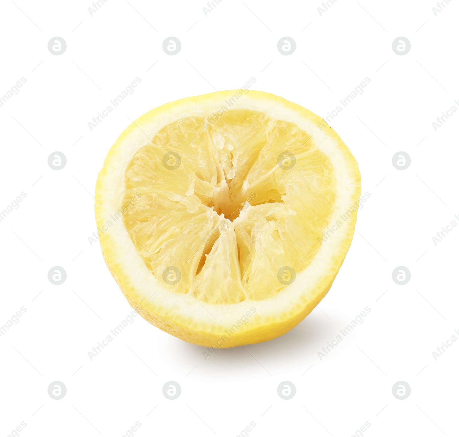 Half of squeezed lemon isolated on white Photo of Half of squeezed lemon isolated on white
