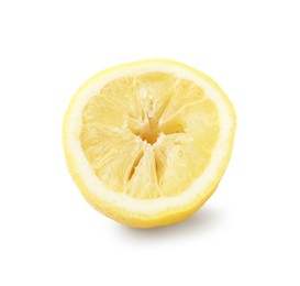 Photo of Half of squeezed lemon isolated on white