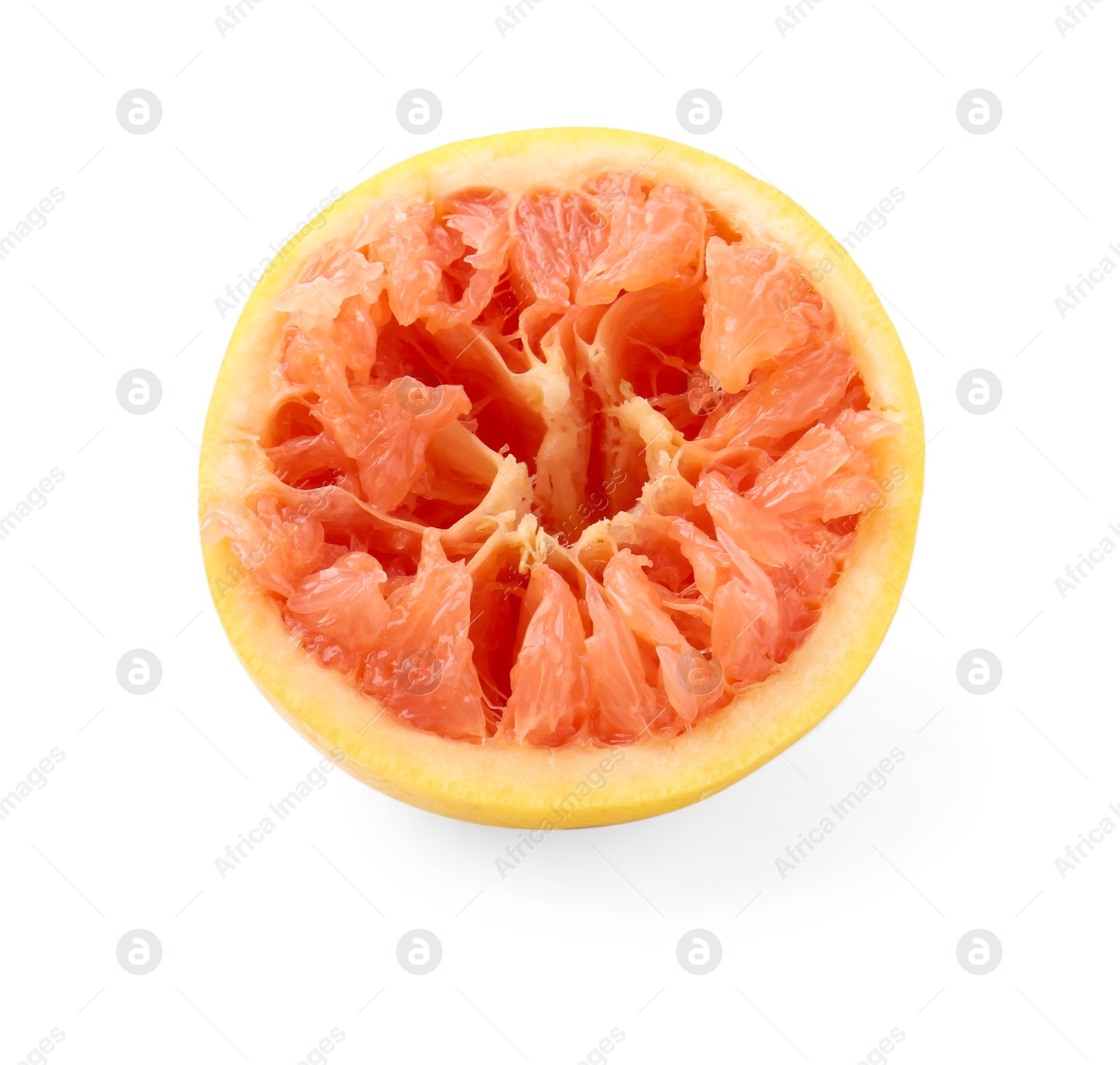 Half of squeezed grapefruit isolated on white Photo of Half of squeezed grapefruit isolated on white
