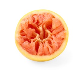 Photo of Half of squeezed grapefruit isolated on white