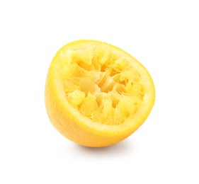 Photo of Half of squeezed orange isolated on white