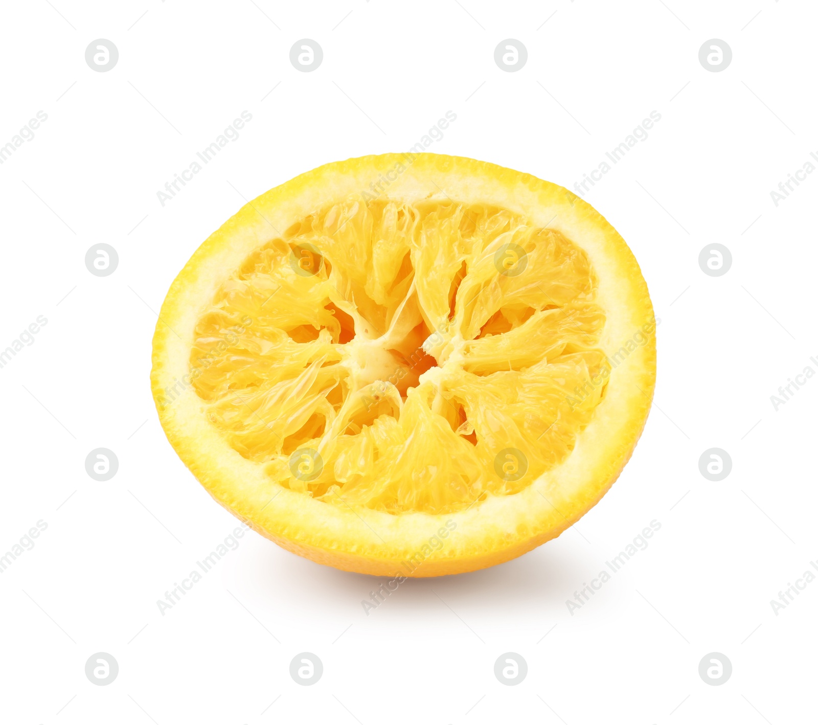 Half of squeezed orange isolated on white Photo of Half of squeezed orange isolated on white