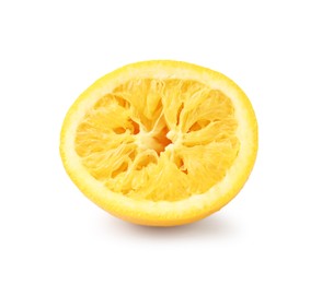 Photo of Half of squeezed orange isolated on white
