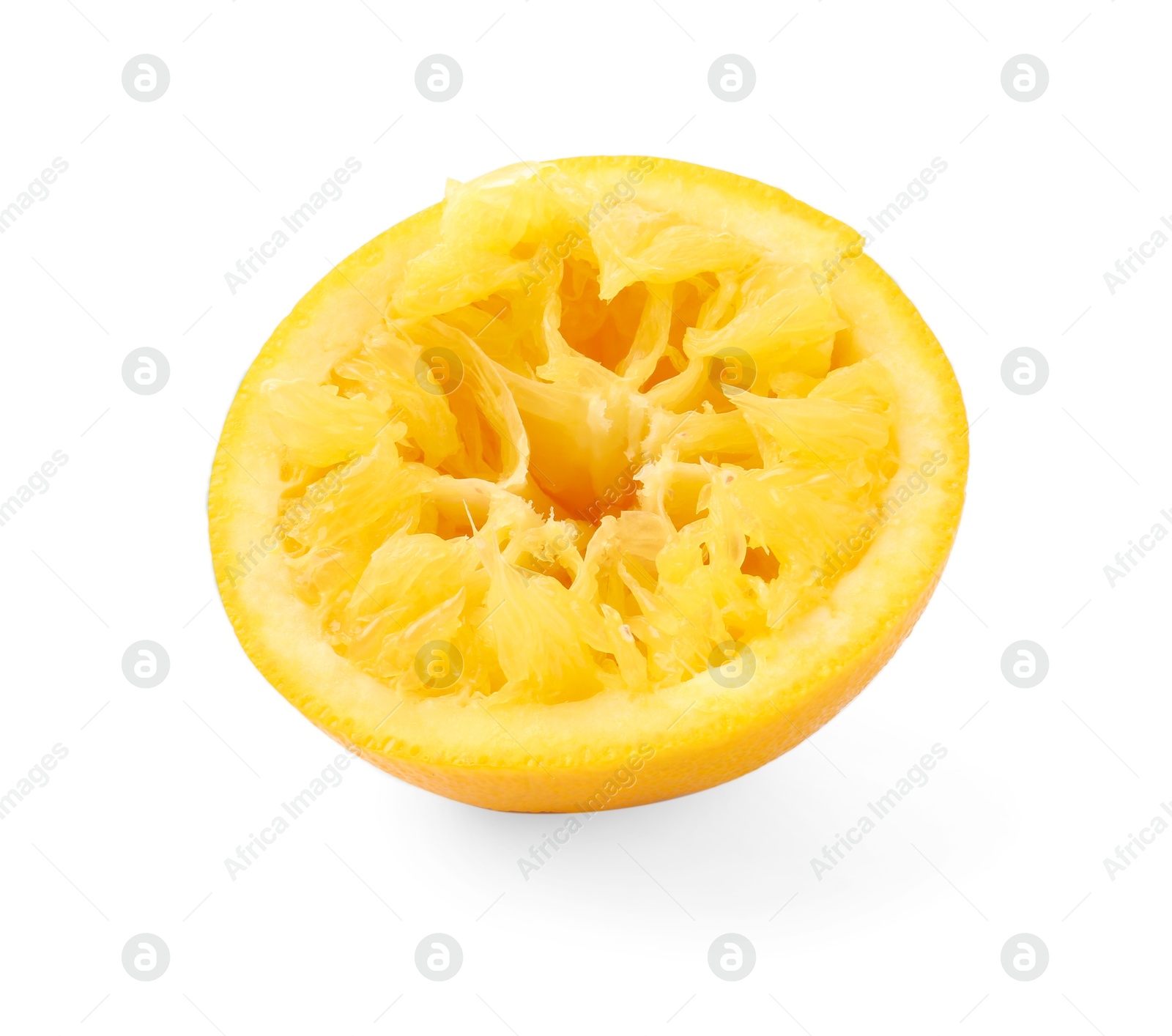Half of squeezed orange isolated on white Photo of Half of squeezed orange isolated on white