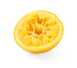 Photo of Half of squeezed orange isolated on white