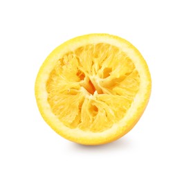 Photo of Half of squeezed orange isolated on white