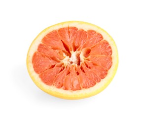 Photo of Half of squeezed grapefruit isolated on white