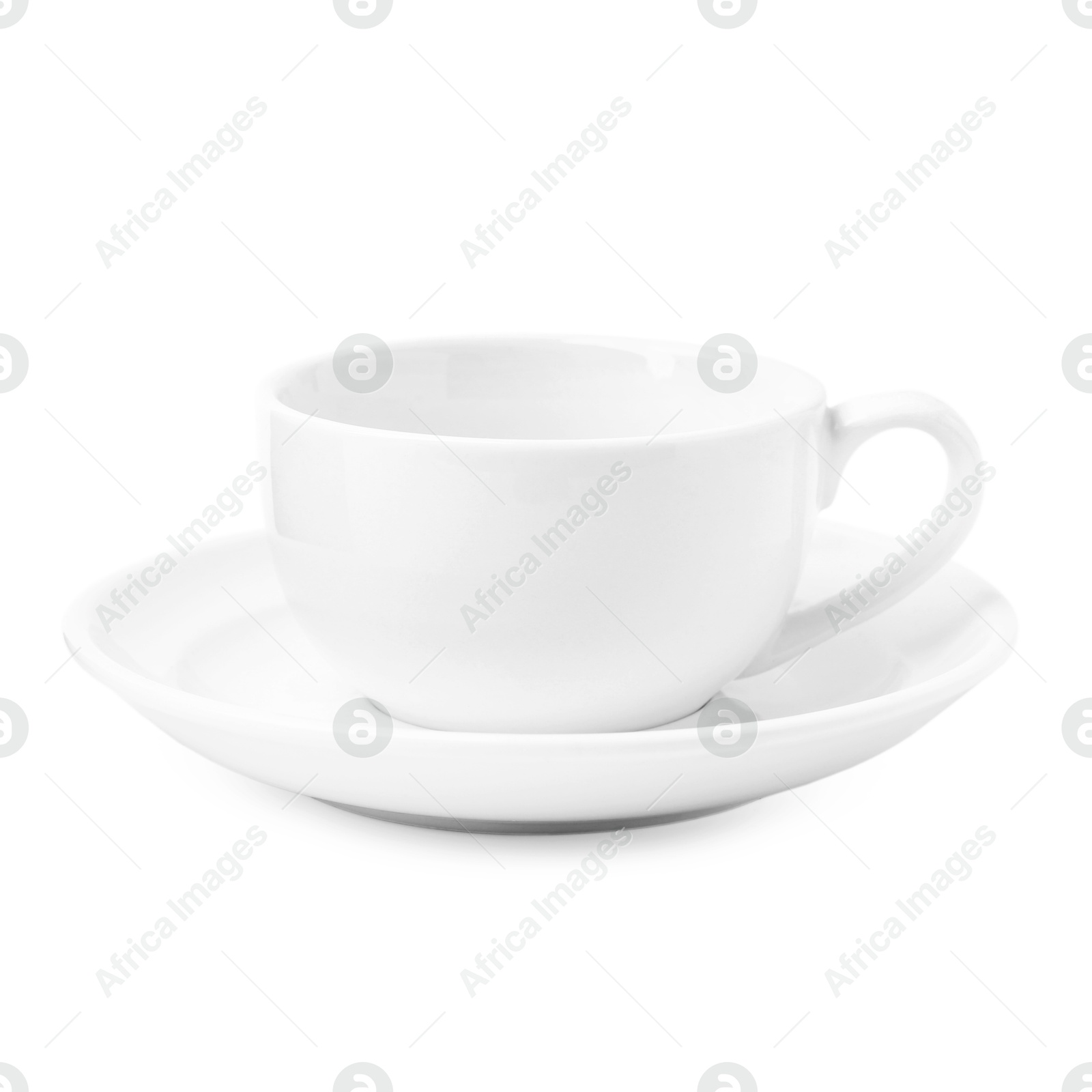 Coffee cup and saucer isolated on white Photo of Coffee cup and saucer isolated on white