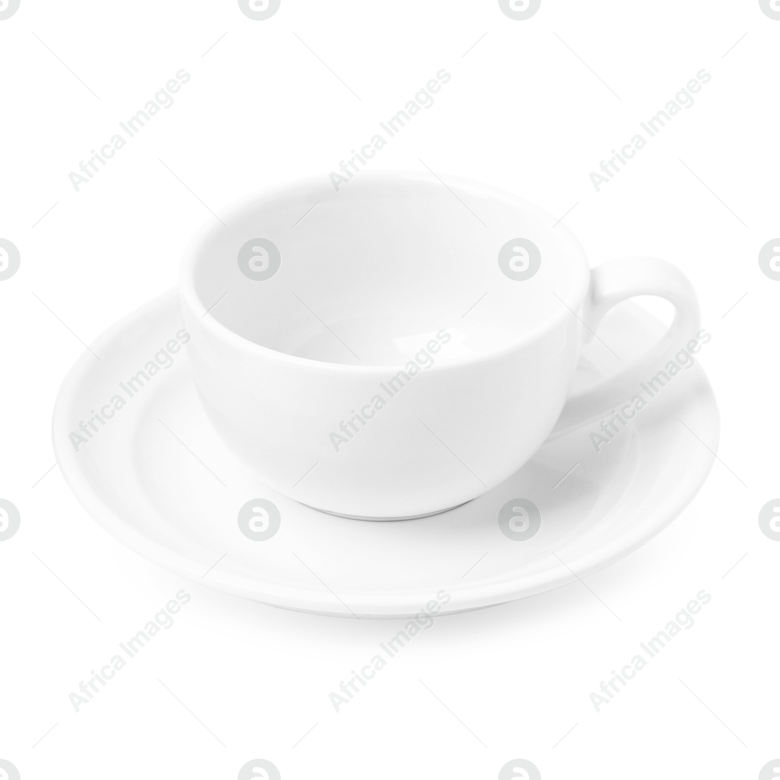 Coffee cup and saucer isolated on white Photo of Coffee cup and saucer isolated on white