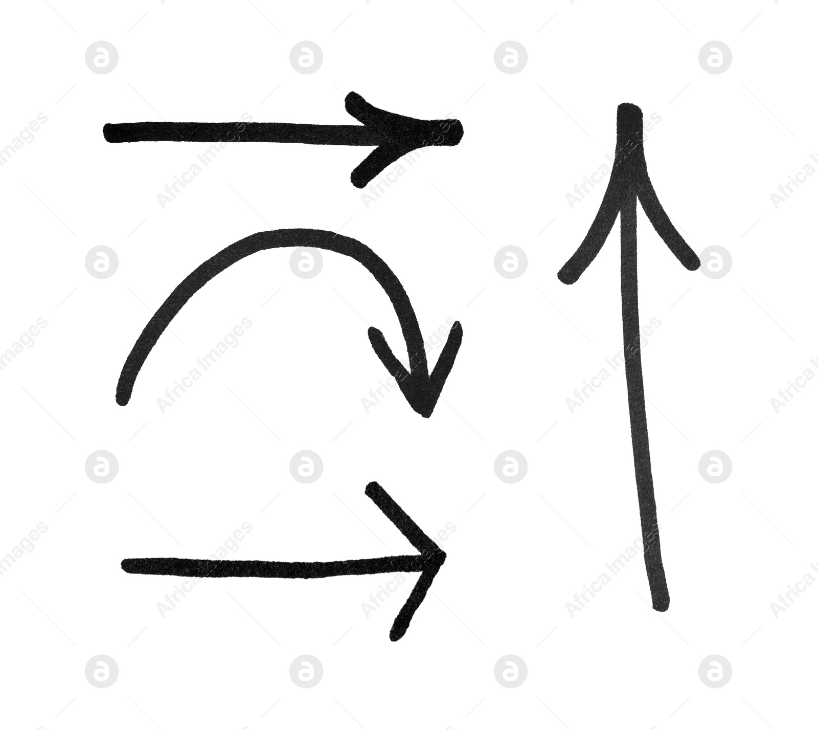 Image of Four black arrows isolated on white, collection