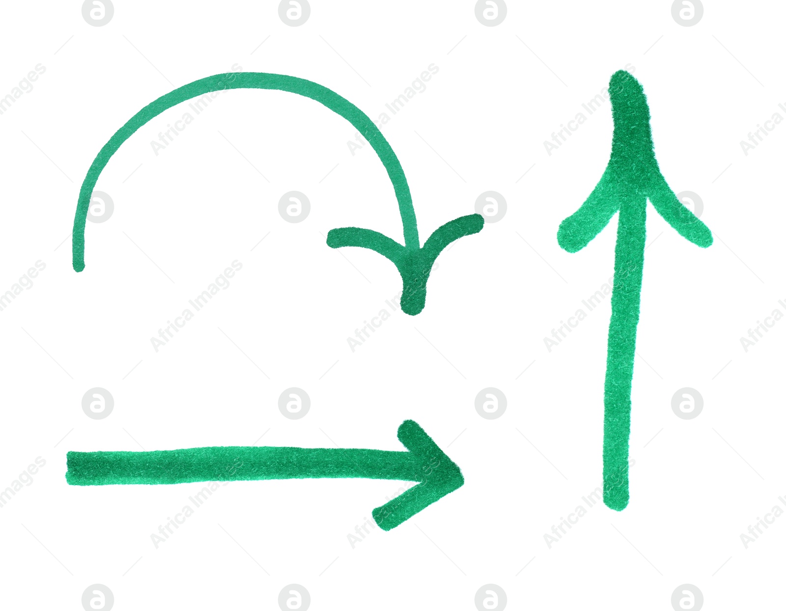 Image of Three green arrows isolated on white, collection