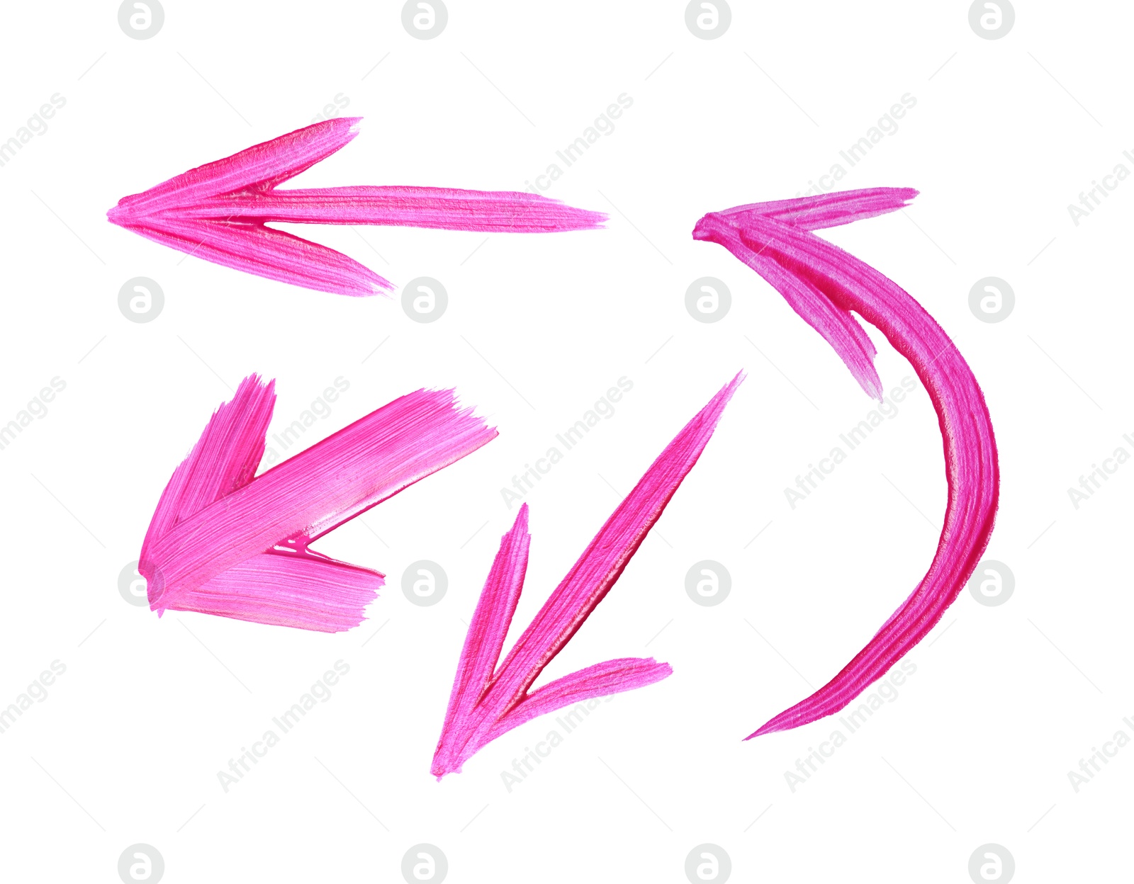 Image of Four pink arrows isolated on white, collection