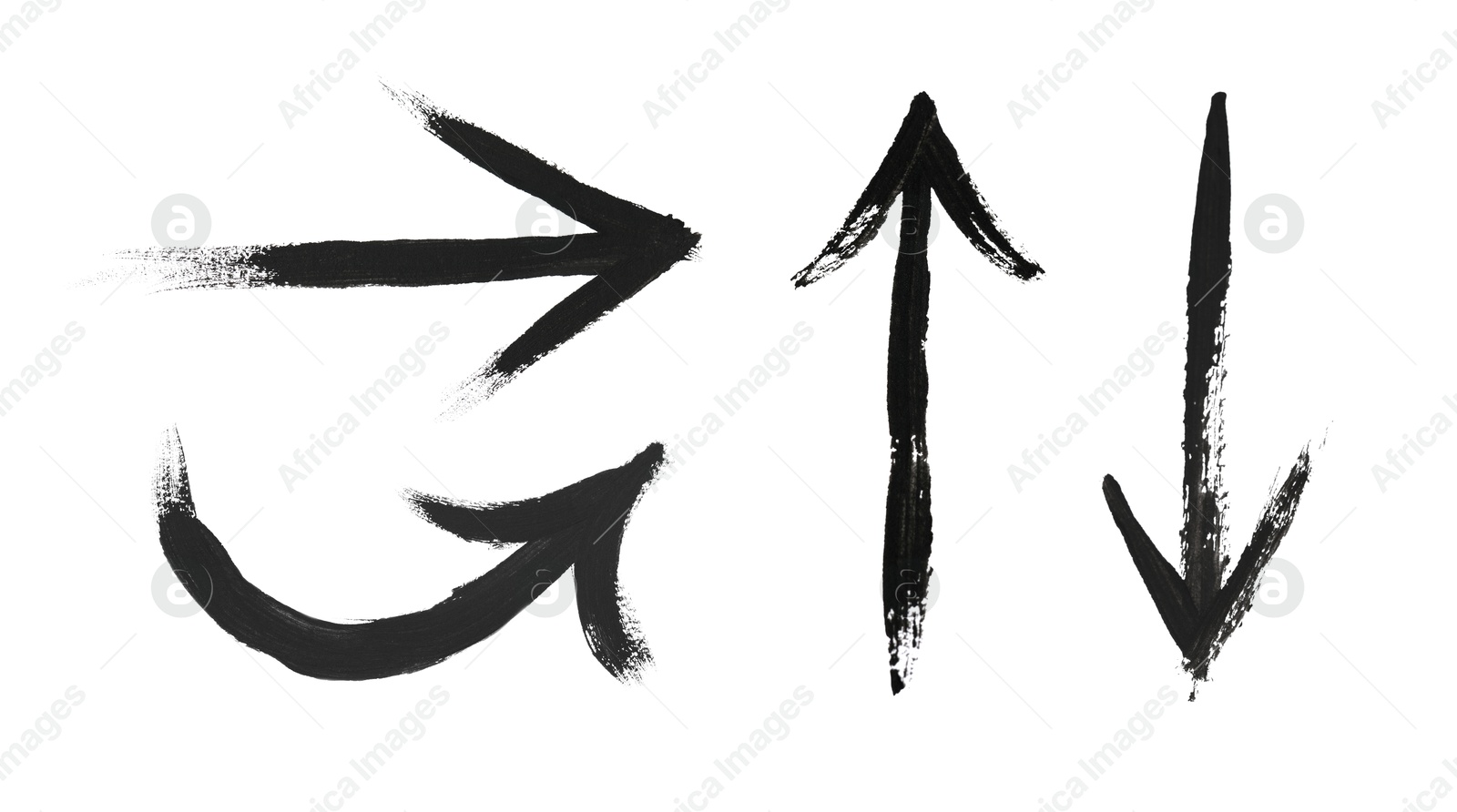 Image of Four black arrows isolated on white, collection
