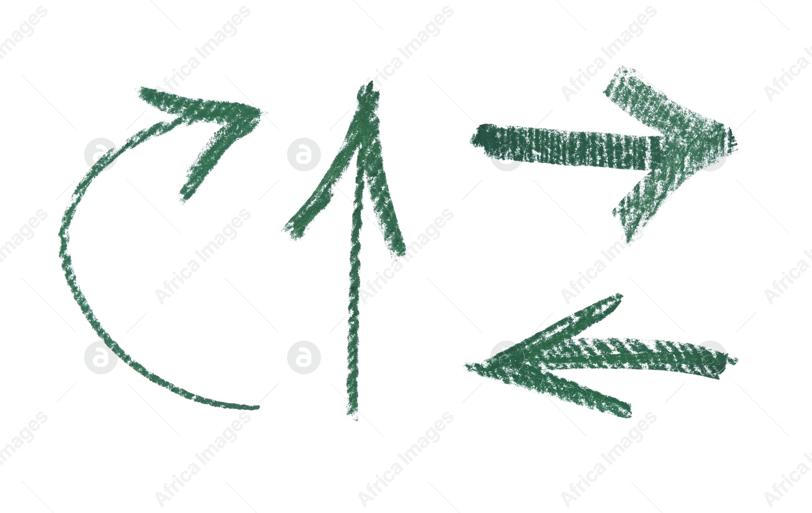Image of Four teal arrows isolated on white, collection