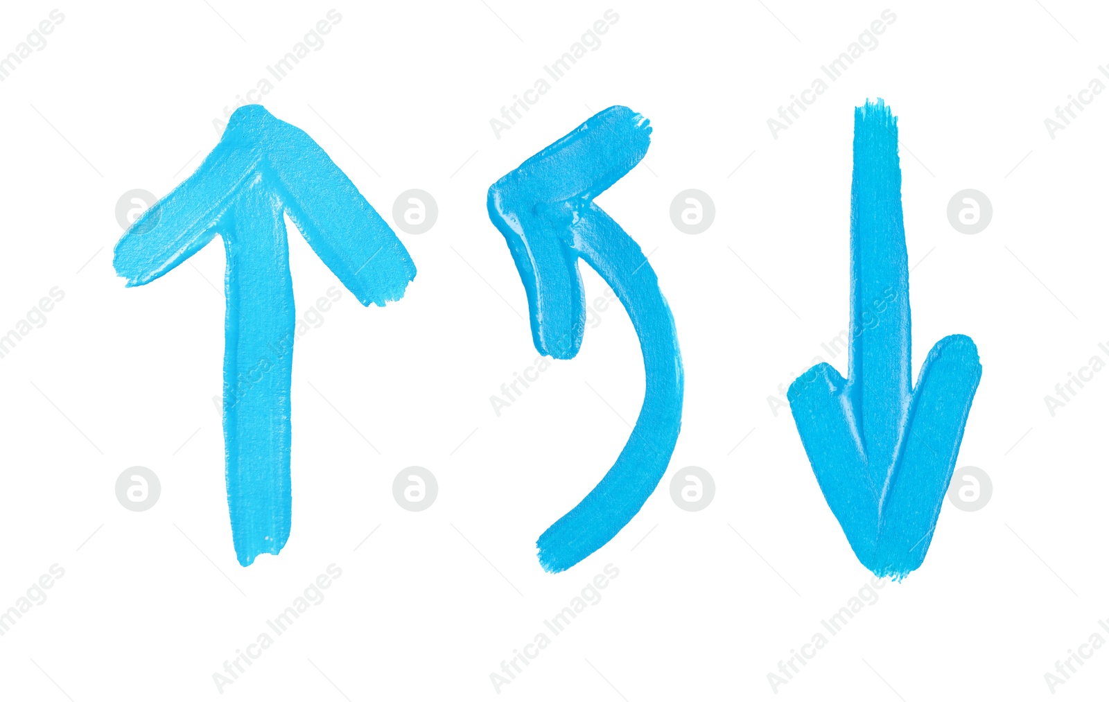 Image of Three light blue arrows isolated on white, collection