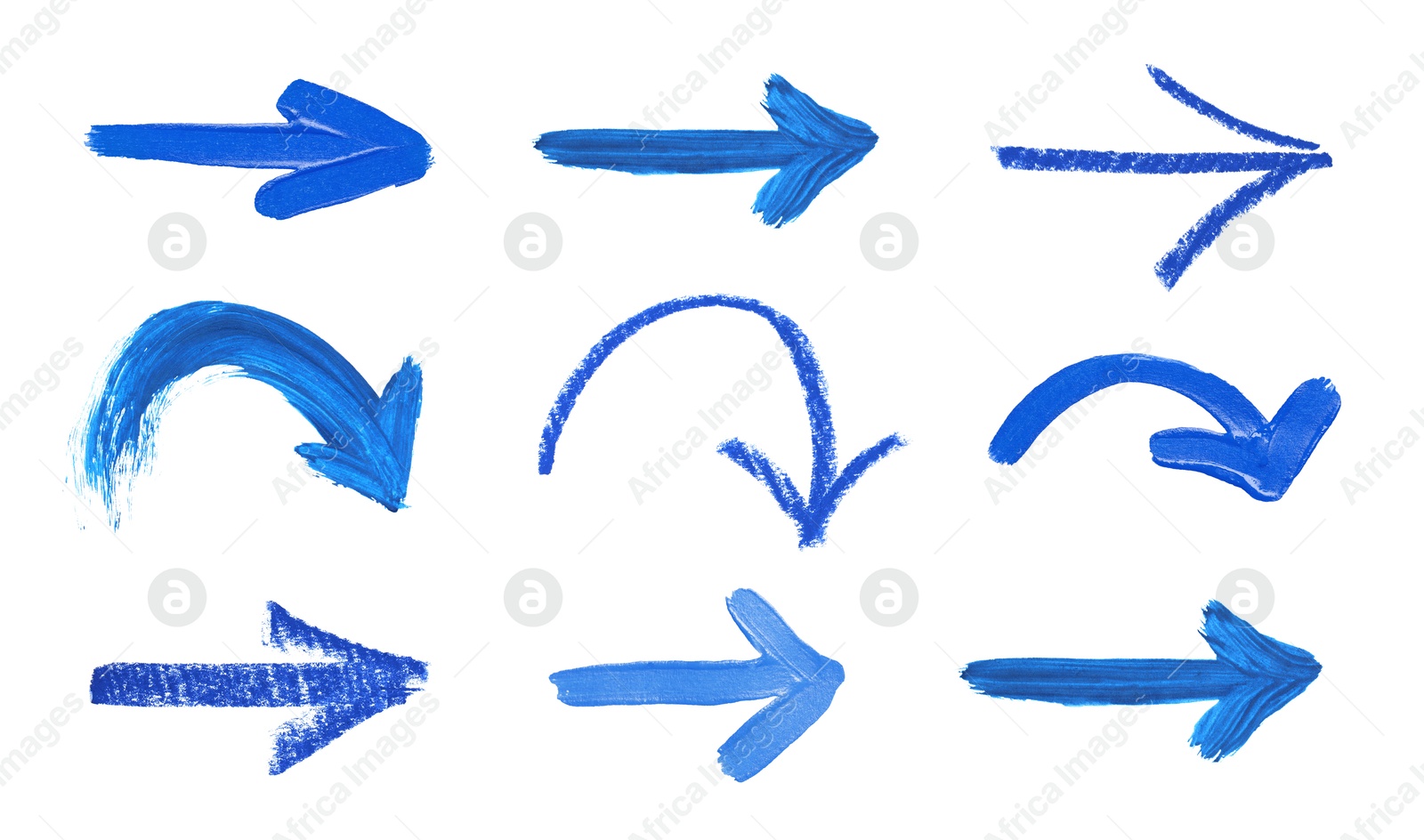 Image of Set of blue arrows isolated on white