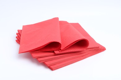 Photo of Many red paper handkerchiefs isolated on white