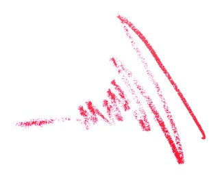 Photo of Bright eye pencil strokes isolated on white, top view