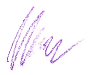Photo of Purple eye pencil strokes isolated on white, top view