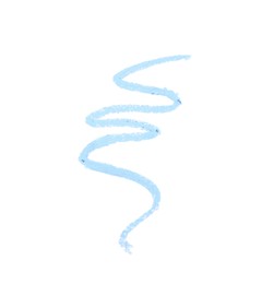 Photo of Light blue eye pencil strokes isolated on white, top view