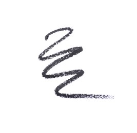 Photo of Black eye pencil strokes isolated on white, top view